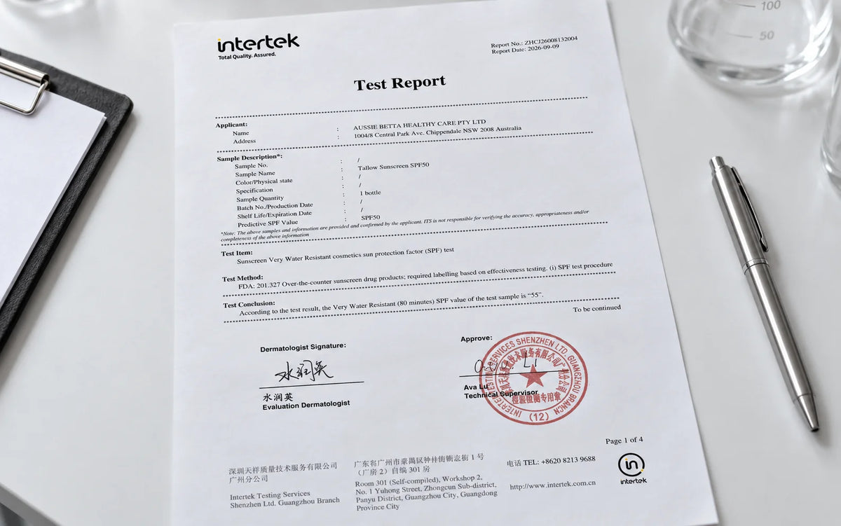 Intertek SPF50 report evidence summary