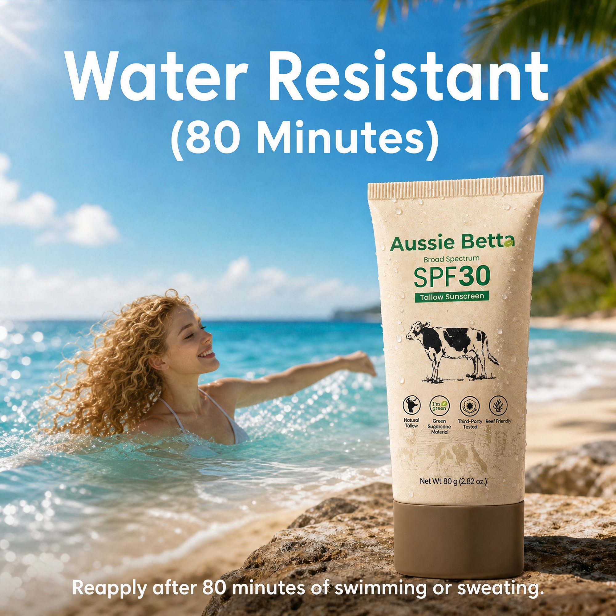 Aussie Betta Broad Spectrum SPF 30 Mineral Tallow Sunscreen for Face