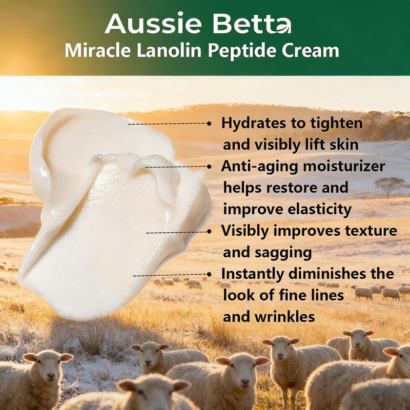 Aussie Betta Miracle Lanolin Peptide Cream- Lanolin Cream for Dry Skin – 5-Peptide Anti-Aging | Australian Made