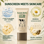 Aussie Betta Broad Spectrum SPF 50 Hybrid Tallow Sunscreen for Face & Body