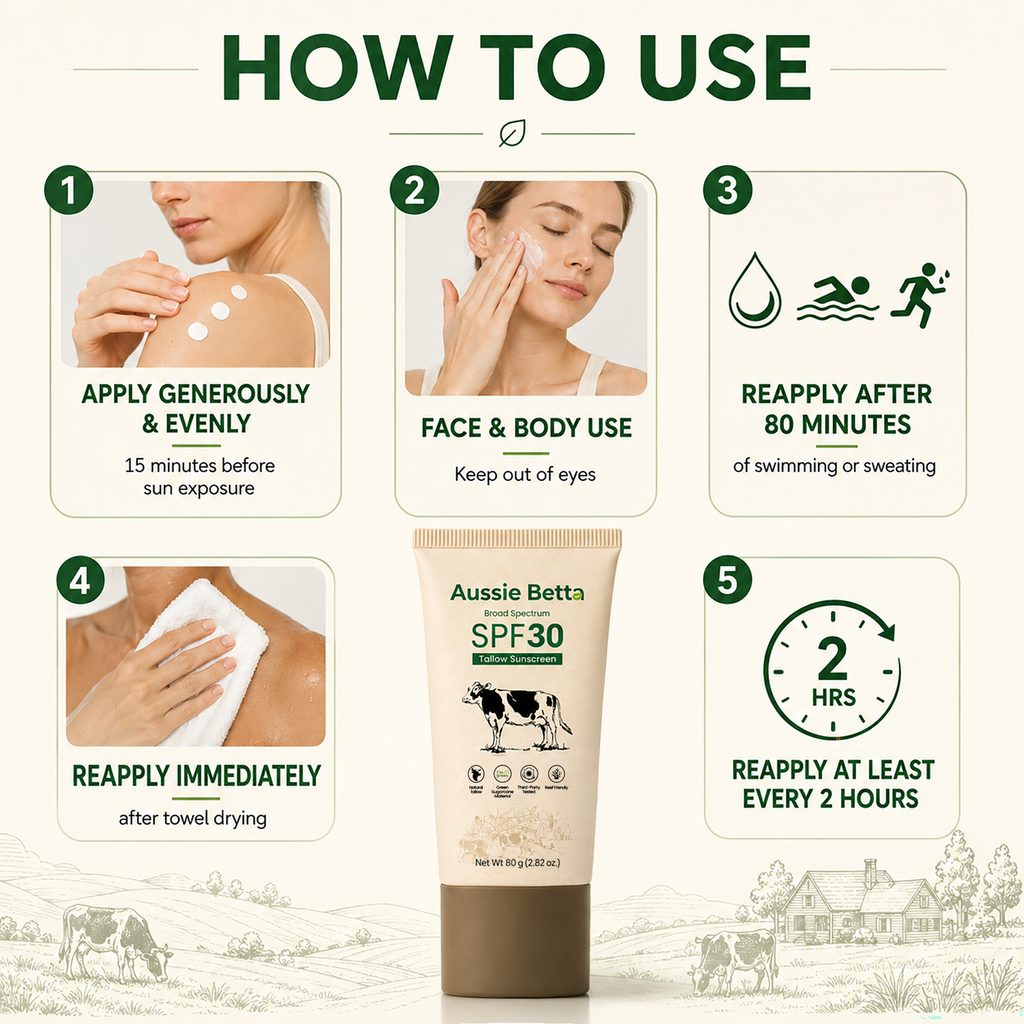 Aussie Betta Broad Spectrum SPF 30 Mineral Tallow Sunscreen for Face
