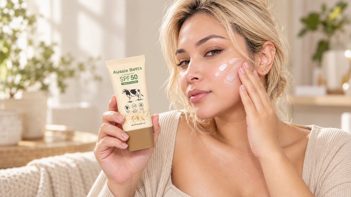 Real skin after Aussie Betta SPF 50 has blended in, with no chalky white finish