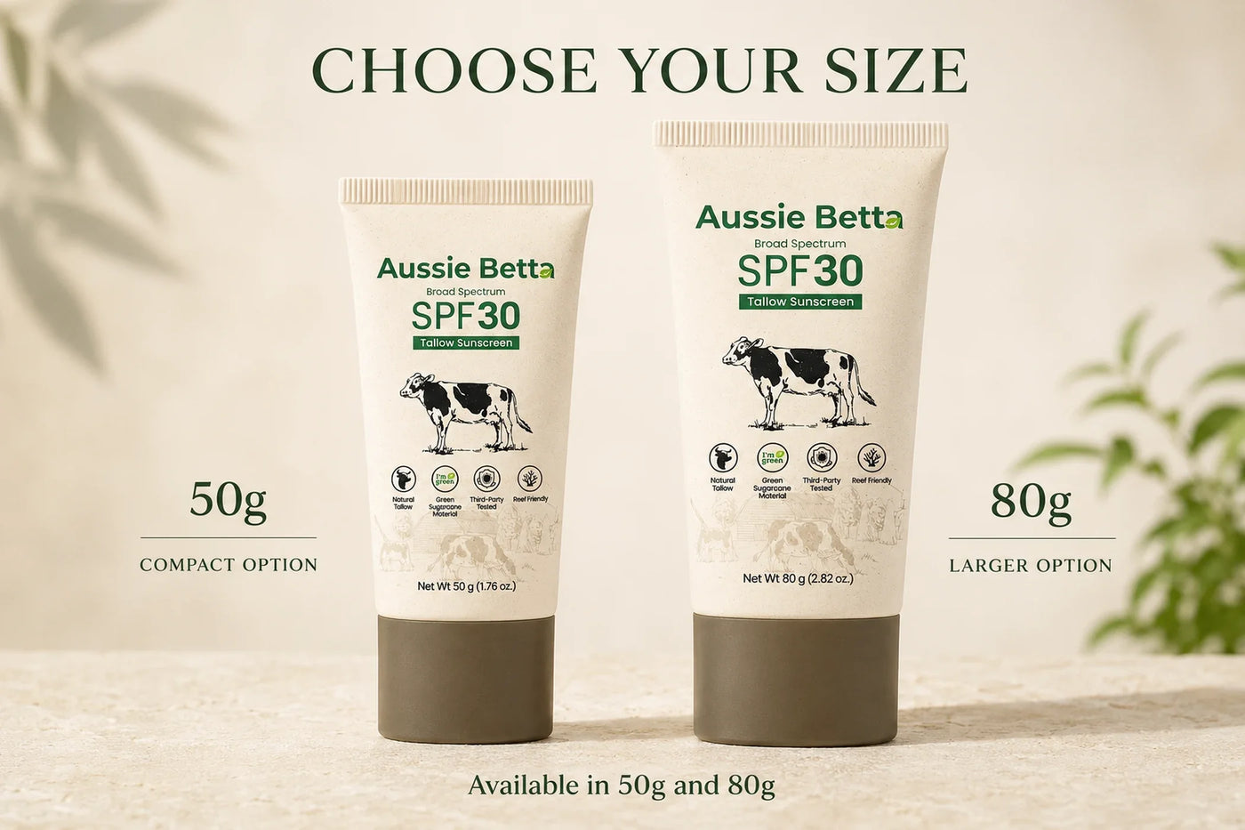 SPF30 50g and 80g size comparison