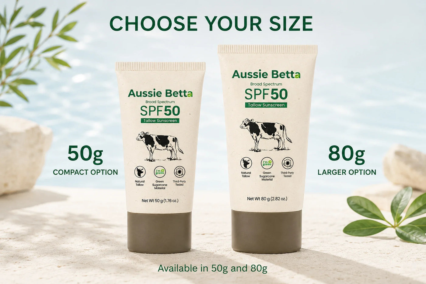 SPF50 50g and 80g size comparison