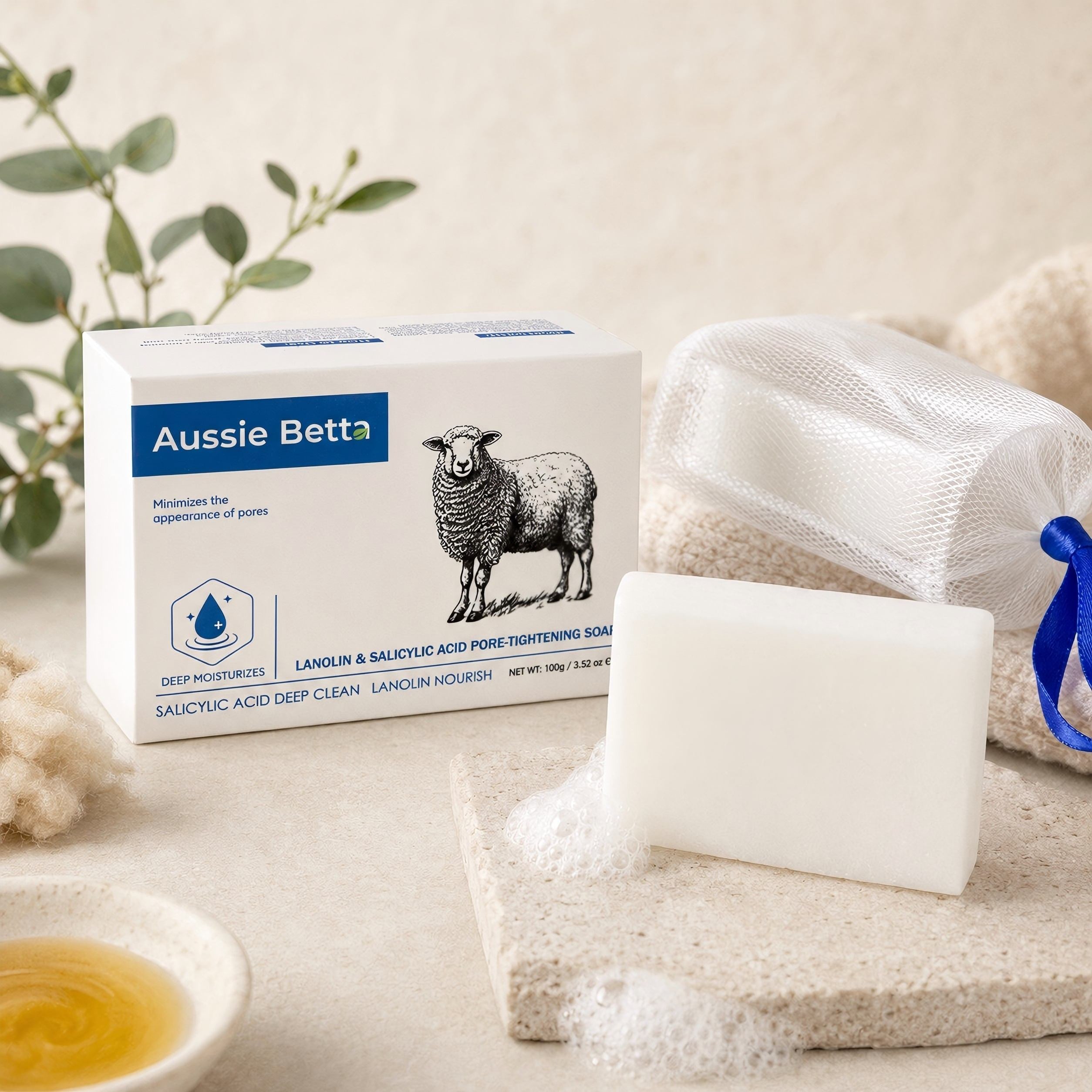 Aussie Betta Lanolin & Salicylic Acid Pore-Tightening Soap